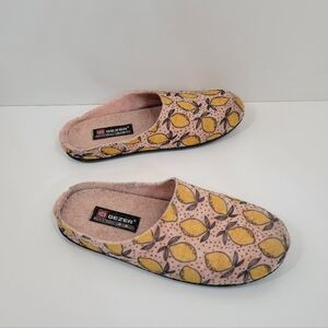 Gezer Pink Lemons Felt Wool Slip On Comfort Clogs Slipper Shoes Women Sz 8 Eu 39